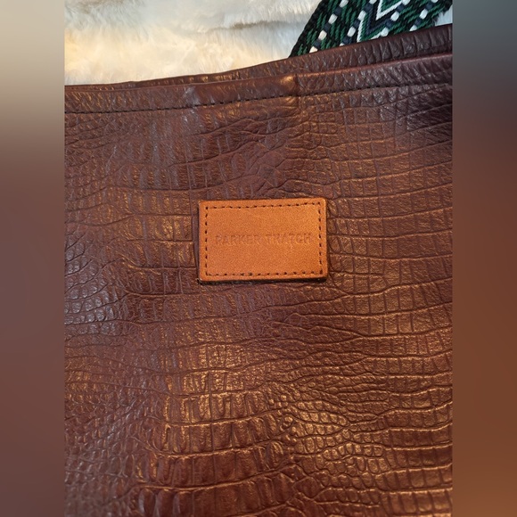 Parker Thatch XL Jane Slouch Bag in Burgundy/Crocodile Print - Picture 2 of 14
